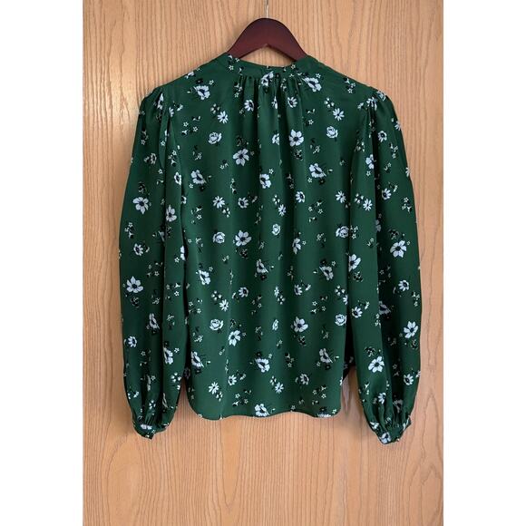Veronica Beard Tops - Veronica Beard | SZ 2 | Ashlynn Floral Silk Blouse Green White Button Front
